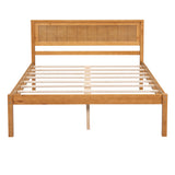 Platform Bed Frame with Headboard, Wood Slat Support, No Box Spring Needed, Full, Oak