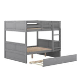 Efficient Full Over Full Bunk Bed with Twin Size Trundle in Sleek Gray