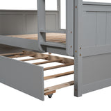 Efficient Full Over Full Bunk Bed with Twin Size Trundle in Sleek Gray