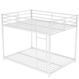 Full Over Full Metal Bunk Bed with Ladder - Sleek White- by Lissie Lou