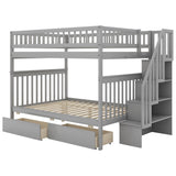 Full Over Full Bunk Bed with Two Drawers and Storage - Contemporary Gray- by Lissie Lou