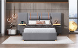 Luxe Full Upholstered Platform Bed - Gray Velvet Design with USB Ports and Storage by Lissie Lou