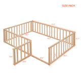 Full Size Wood Daybed Frame with Fence, Natural