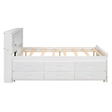 Summit Full Platform Bed - White Design with Storage, USB Ports, Trundle, and Drawers by Lissie Lou