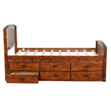 Orisfur. Twin Size Platform Storage Bed Solid Wood Bed with 6 Drawers