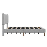 Upholstered Platform Bed Frame with Vertical Channel Tufted Headboard, No Box Spring Needed, Full,Gray- Online Orders Only