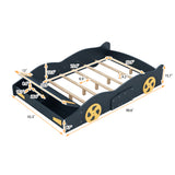 Velocity Full Race Car Bed - Dark Blue and Yellow Design with Storage by Lissie Lou