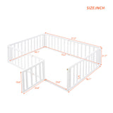 Full Size Wood Daybed Frame with Fence, White