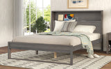 Platform Bed with Storage Headboard,Sockets and USB Ports,Queen Size Platform Bed,Antique Gray