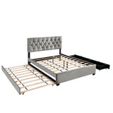 Regal Queen Upholstered Platform Bed - Gray Velvet Design with Trundle and Storage Drawers by Lissie Lou