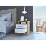 White/Light Oak Chic and Functional Nightstand by Lissie Lou