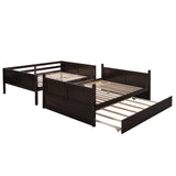 Classic Full Over Full Bunk Bed with Twin Size Trundle in Rich Espresso