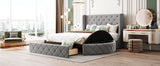 Opulent Queen Platform Bed - Gray Velvet Wingback Design with Storage and Stools by Lissie Lou