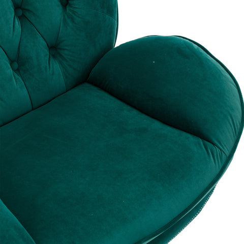 Luxurious Green Velvet TV and Living Room Chair with Ottoman Set