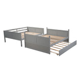 Efficient Full Over Full Bunk Bed with Twin Size Trundle in Sleek Gray