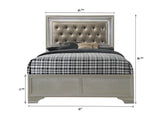 Modern Champagne Crocodile Skin Finish Upholstered 1pc Queen Size LED Panel Bed Faux Diamond Tufted Bedroom Furniture