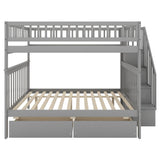 Full Over Full Bunk Bed with Two Drawers and Storage - Contemporary Gray- by Lissie Lou