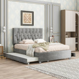 Regal Queen Upholstered Platform Bed - Gray Velvet Design with Trundle and Storage Drawers by Lissie Lou