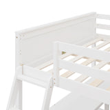 Full Size Loft Bed with Shelves and Desk - White- by Lissie Lou