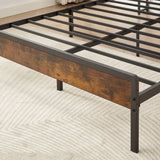 Bed Frame with Charging Station, Queen Size - Rustic Brown- by Lissie Lou