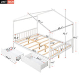 Full Size House Platform Bed with Two Drawers, Headboard, and Footboard - White- by Lissie Lou