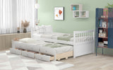 Daybed with Trundle and Drawers, Twin Size, White