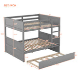 Efficient Full Over Full Bunk Bed with Twin Size Trundle in Sleek Gray