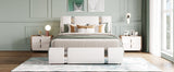 Full Size Upholstered Faux Leather Platform Bed with Hydraulic Storage System- White- by Lissie Lou