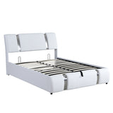 Full Size Upholstered Faux Leather Platform Bed with Hydraulic Storage System- White- by Lissie Lou