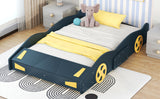 Velocity Full Race Car Bed - Dark Blue and Yellow Design with Storage by Lissie Lou