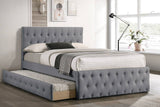 Contemporary Full Size Bed with Trundle - Light Grey Burlap- by Lissie Lou