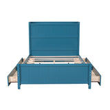 Full Size Platform Bed with Drawers and Storage Shelves - Blue- by Lissie Lou