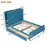 Full Size Platform Bed with Drawers and Storage Shelves - Blue- by Lissie Lou