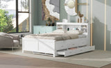 Summit Full Platform Bed - White Design with Storage, USB Ports, Trundle, and Drawers by Lissie Lou