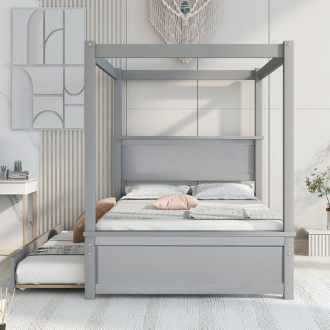 Lissie Lou Full Size Canopy Bed with Trundle