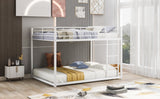 Full Over Full Metal Bunk Bed with Ladder - Sleek White- by Lissie Lou