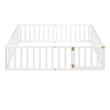 Full Size Wood Daybed Frame with Fence, White