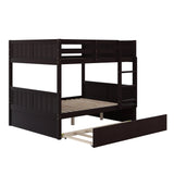 Classic Full Over Full Bunk Bed with Twin Size Trundle in Rich Espresso