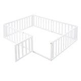 Full Size Wood Daybed Frame with Fence, White