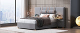 Luxe Full Upholstered Platform Bed - Gray Velvet Design with USB Ports and Storage by Lissie Lou