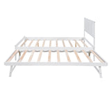 Full Size Platform Bed with Adjustable Trundle - White- by Lissie Lou