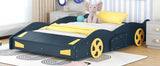 Velocity Full Race Car Bed - Dark Blue and Yellow Design with Storage by Lissie Lou