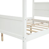 Queen Size Canopy Platform Bed with Headboard and Footboard,Slat Support Leg - White