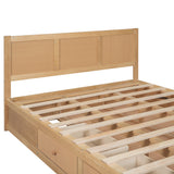 Queen Size Wood Platform Bed with Underneath Storage and 2 Drawers, Wood Color