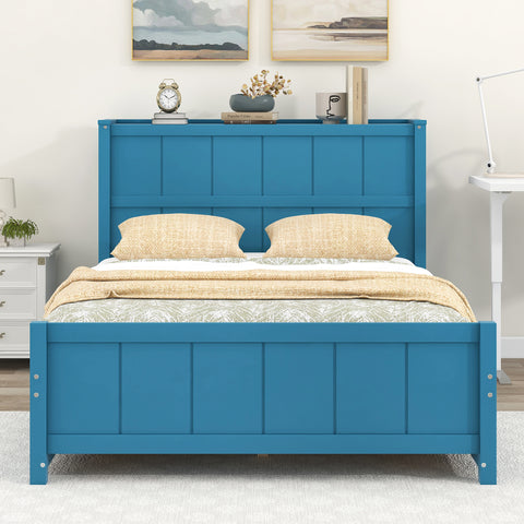 Full Size Platform Bed with Drawers and Storage Shelves - Blue- by Lissie Lou