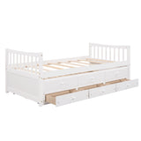 Daybed with Trundle and Drawers, Twin Size, White