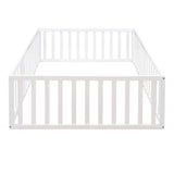 Full Size Wood Daybed Frame with Fence, White