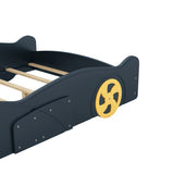 Velocity Full Race Car Bed - Dark Blue and Yellow Design with Storage by Lissie Lou