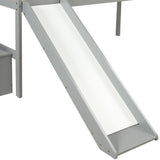 Loft Bed with Staircase, Storage, Slide, Twin size, Full-length Safety Guardrails, No Box Spring Needed, Grey