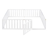 Full Size Wood Daybed Frame with Fence, White